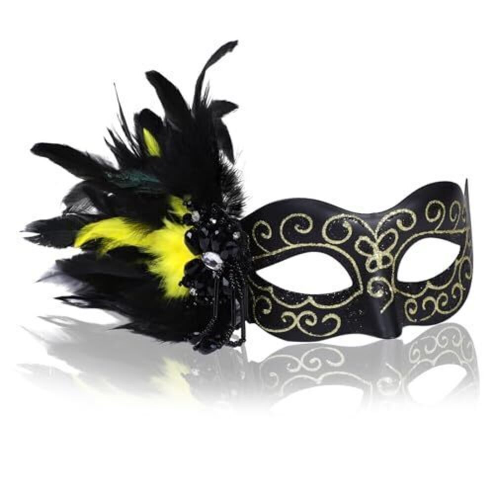2152 Masquerade Mask Venetian Party Mask Costume Mask with Feathers
